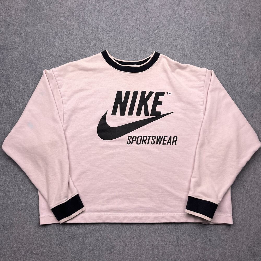 nike sportswear archive‎ sweatshirt pink cropped swoosh large
